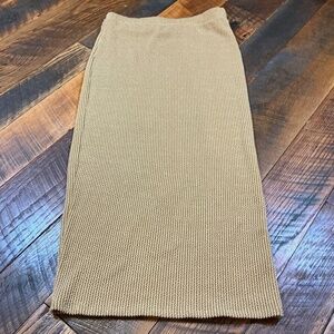 AllSaints Ribbed Knit Midi Skirt Camel Tan XL